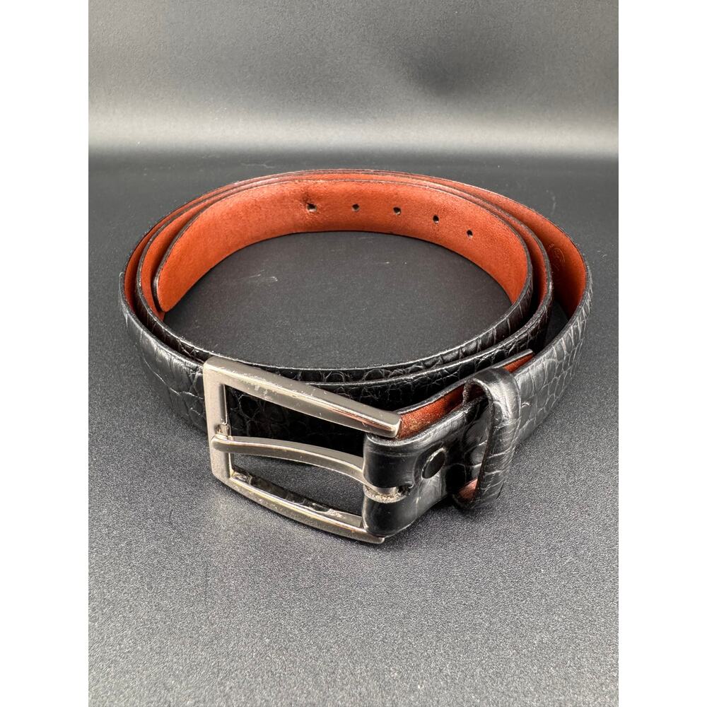 Torino Leather Co Italian Embossed Calf Belt Black Croc Pattern Mens Size 48